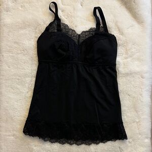 Breezies Black Lace Trim Chemise